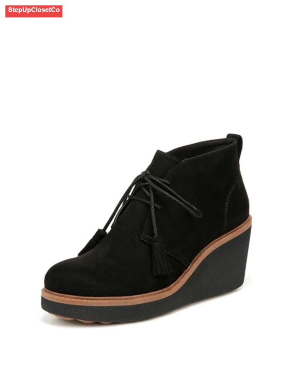 Wedge Lace Up Bootie Tassel 3in Gum Sole Platform Ankle Boot